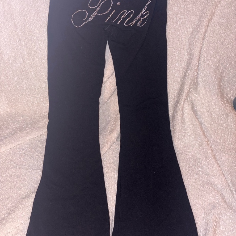 PINK Victoria's Secret Black Leggings with Rhinestone Detail